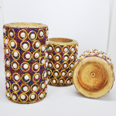 Wooden Tea Light Candle Holder Set of 3 - White