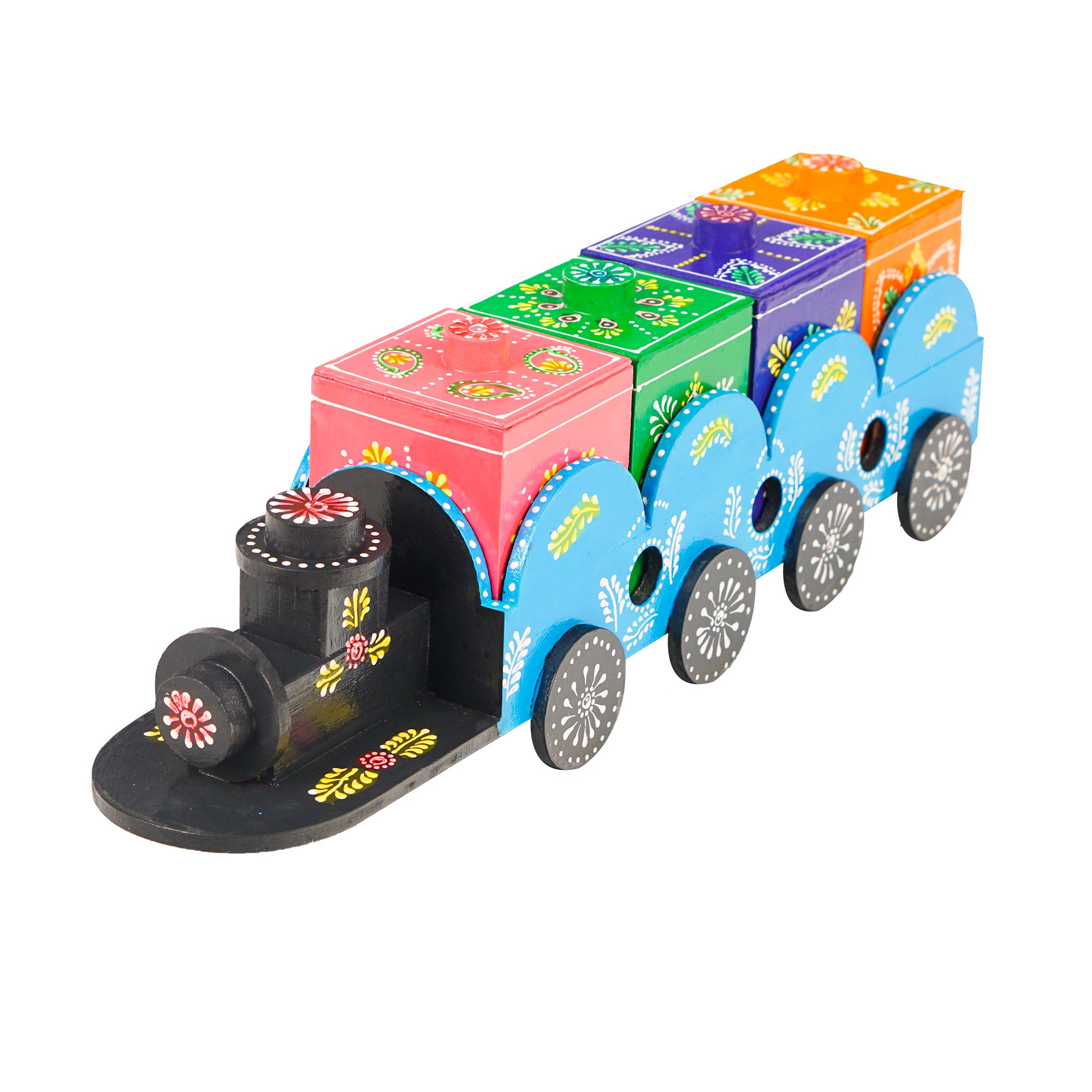 Wooden Train Shape Dry Fruit Holder 4 Box