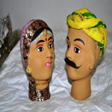 Rajasthani Kaka Kaki Face Kathputli Dhola Maru Set 4 Inch