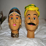 Rajasthani Kaka Kaki Face Kathputli Dhola Maru Set 4 Inch