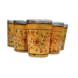 Decorative Hand Painted Flower Tea Glass Set - Yellow