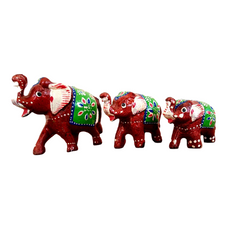 Elephant Fiber Showpiece Set Of 3 Pcs