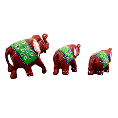 Elephant Fiber Showpiece Set Of 3 Pcs