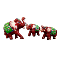 Elephant Fiber Showpiece Set Of 3 Pcs