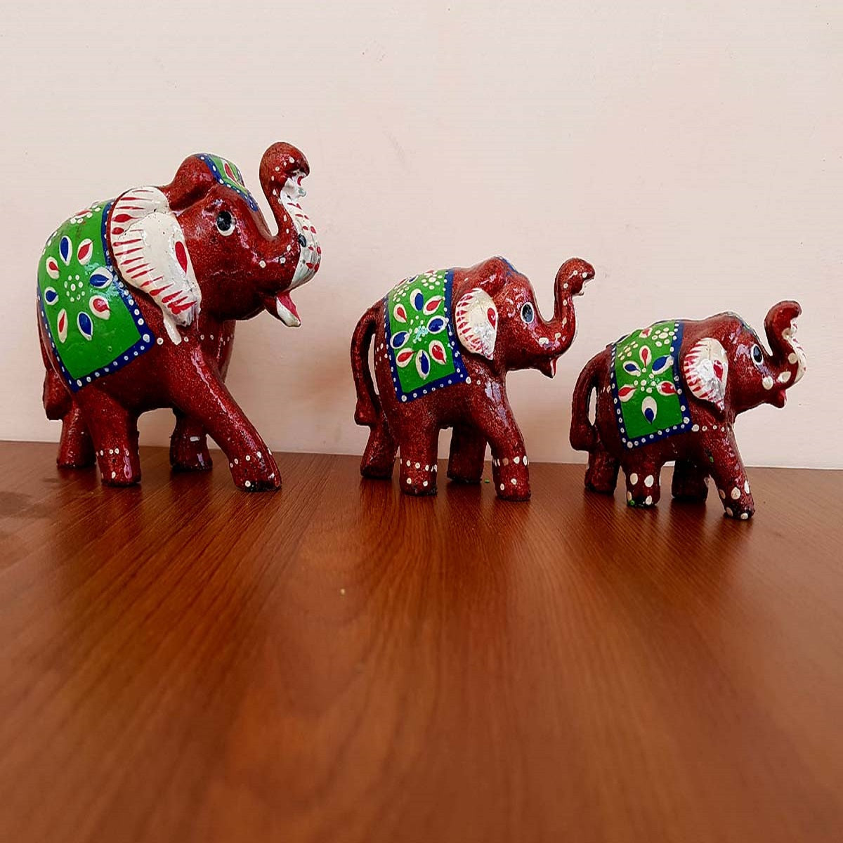 Elephant Fiber Showpiece Set Of 3 Pcs
