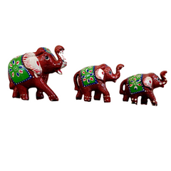 Elephant Fiber Showpiece Set Of 3 Pcs