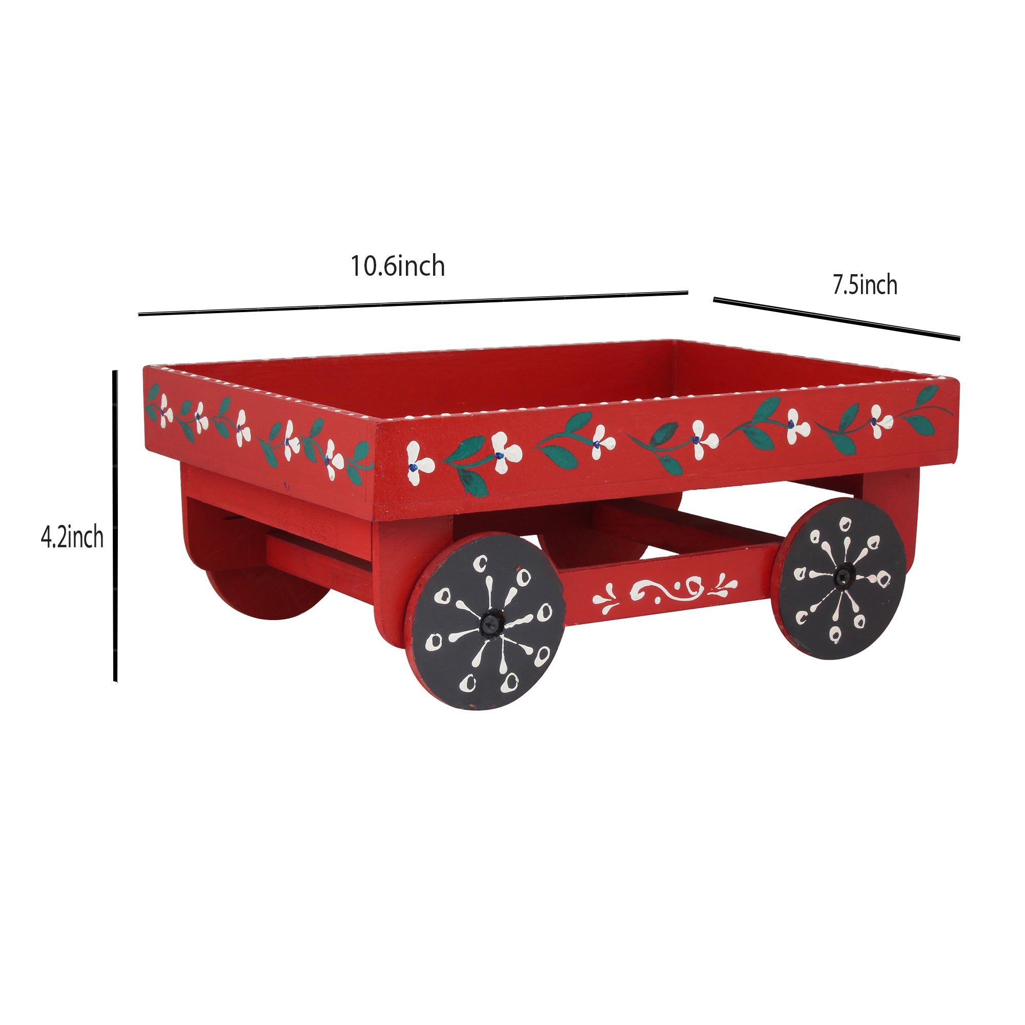 Wooden Handpained Tea Thela Serving Table Trolley