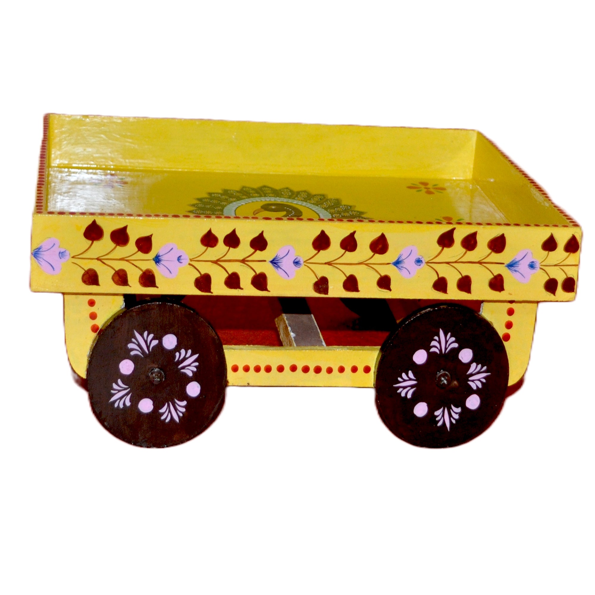 Wooden Handpained Tea Thela Serving Table Trolley