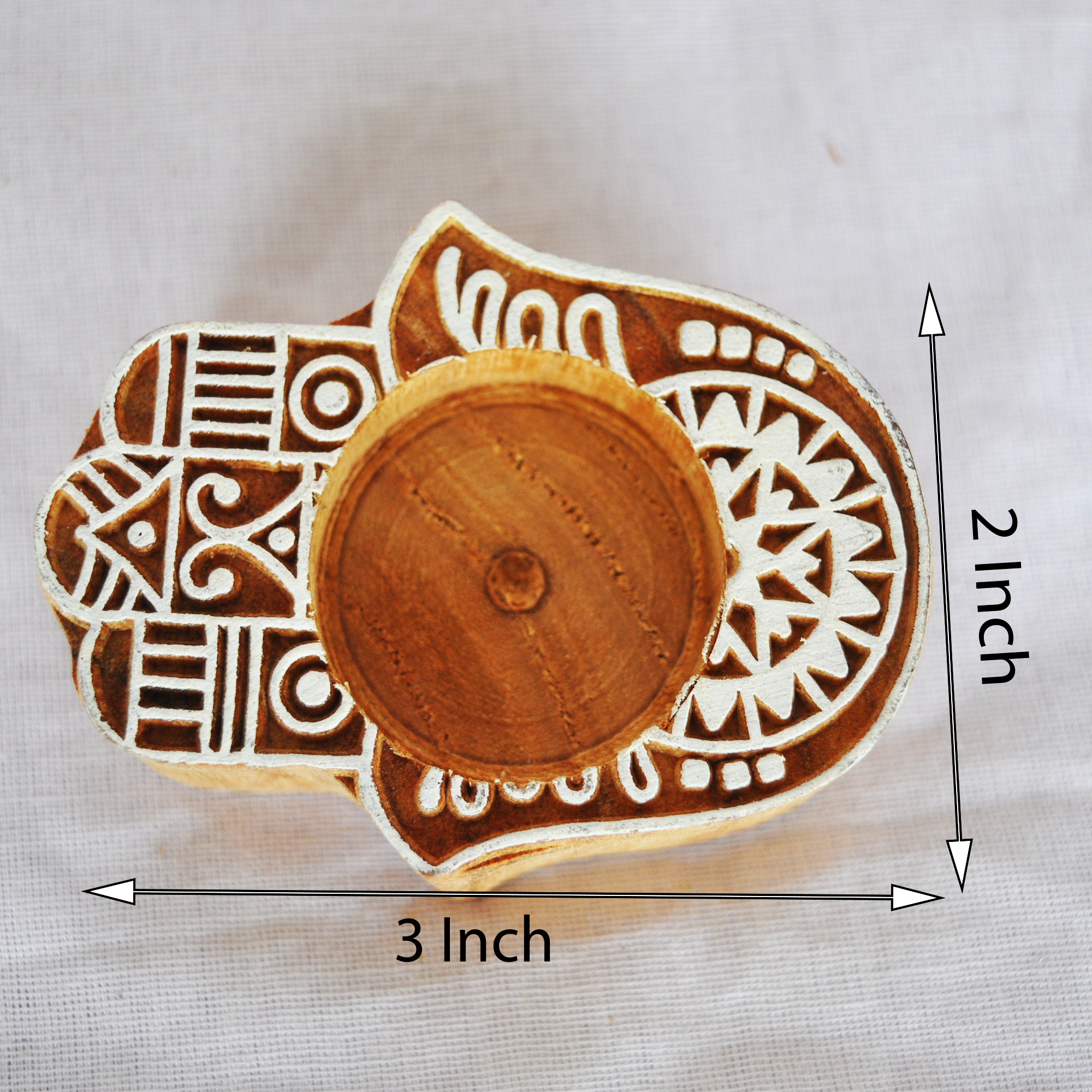 Wooden Small Block hand Shape Diya pair