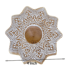 Wooden Hand block Star Shape Diya pair