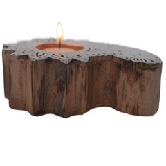 Wooden Hand block Shankh Shape Diya 2 pc