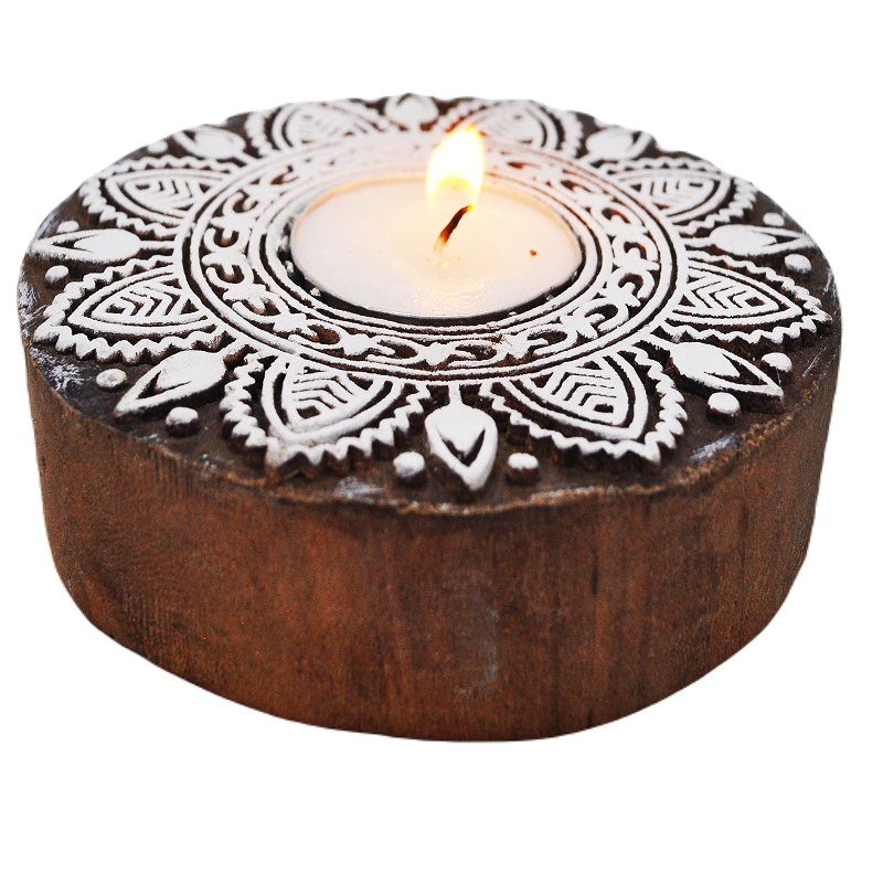 Wooden Hand Round Shape Diya pair