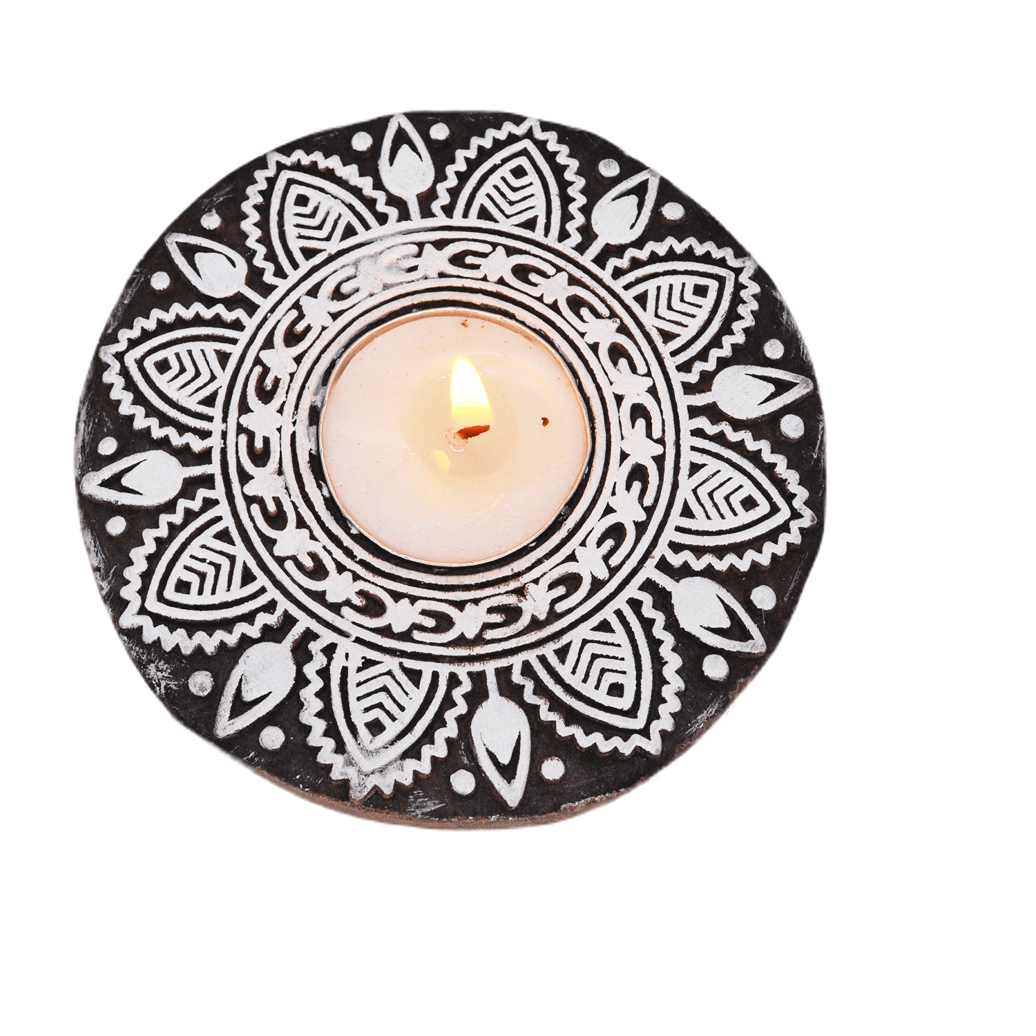 Wooden Hand Round Shape Diya pair