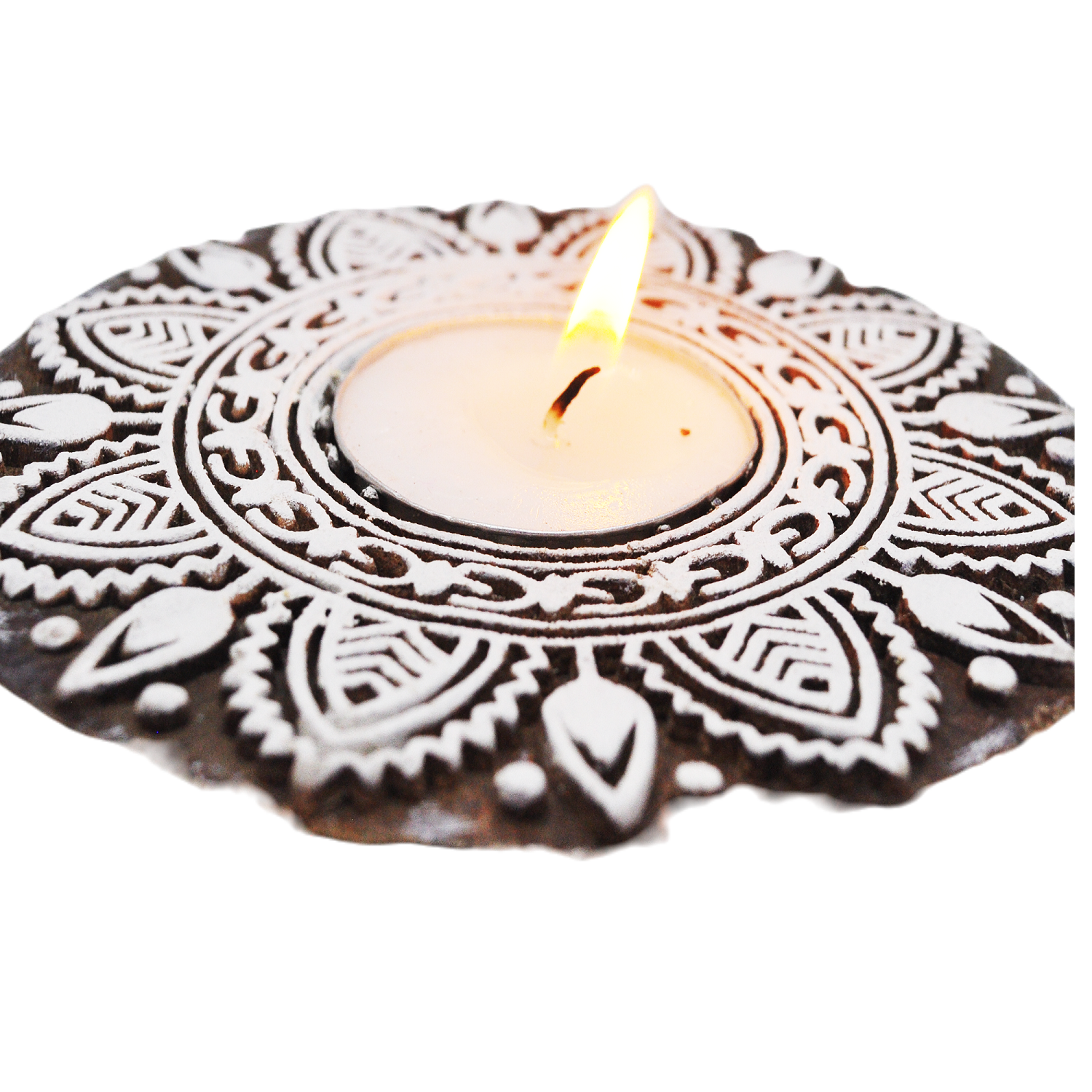 Wooden Hand Round Shape Diya pair