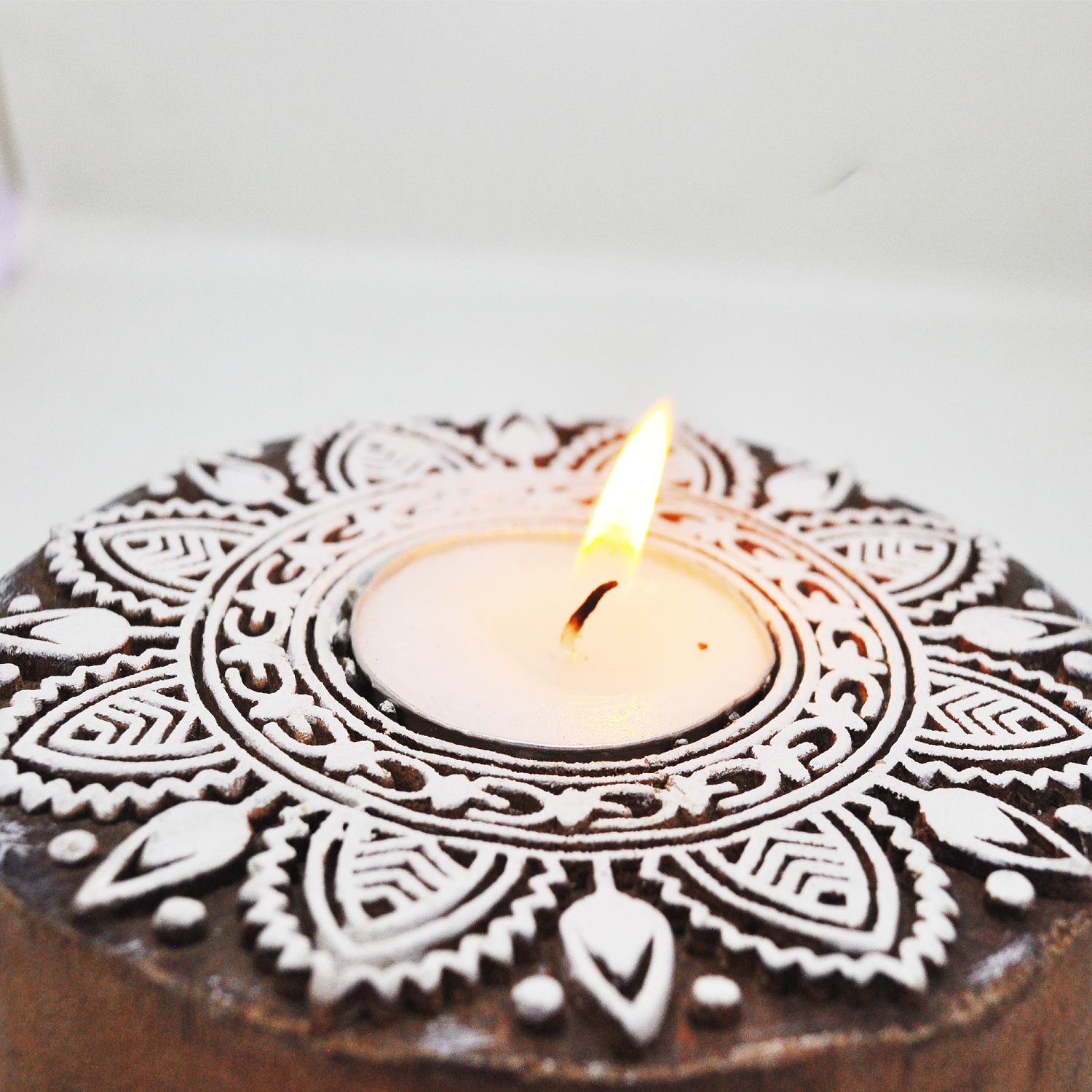 Wooden Hand Round Shape Diya pair