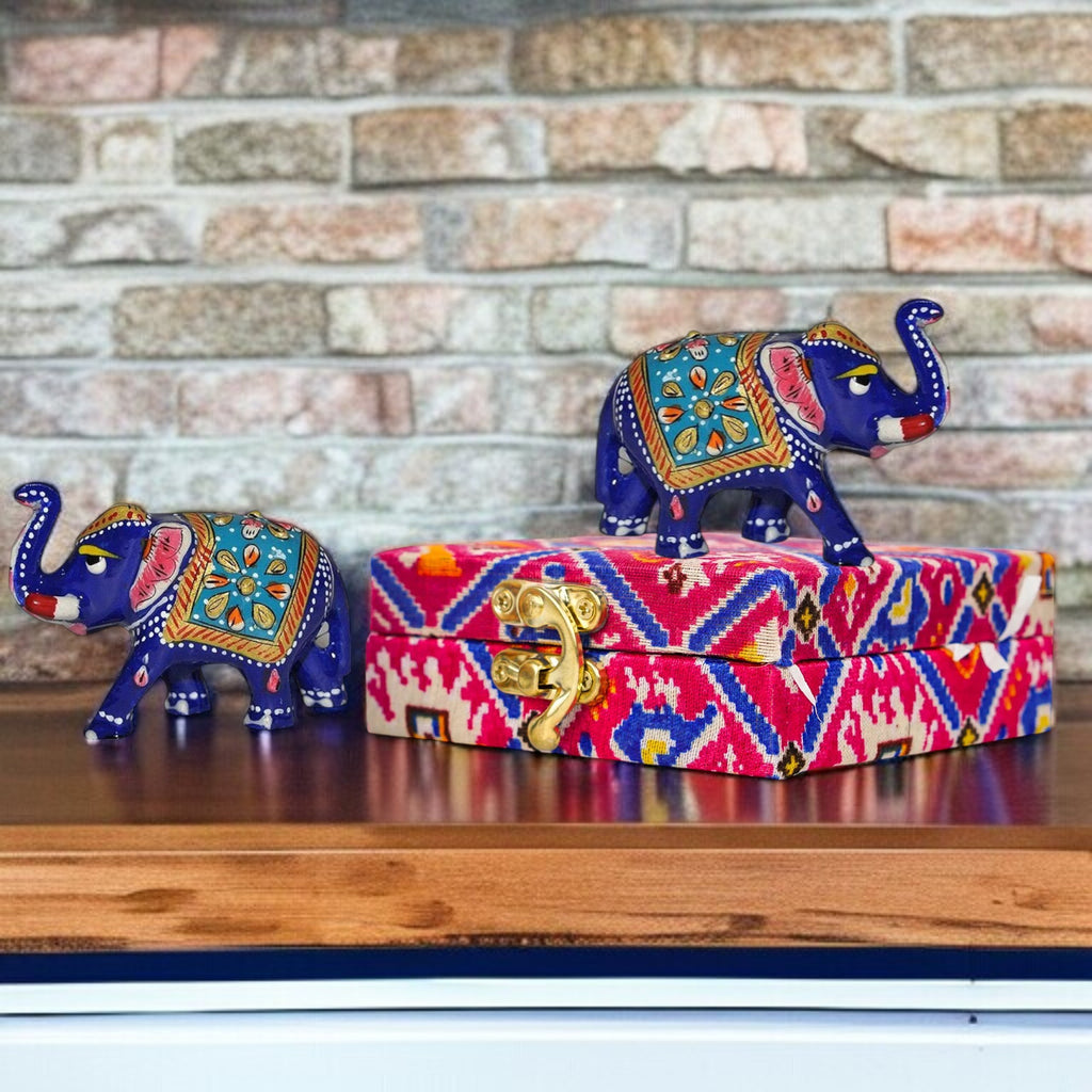 metal Elephant Statue Showpiece Pair - 2 Inch - Oxyroots Handicraft