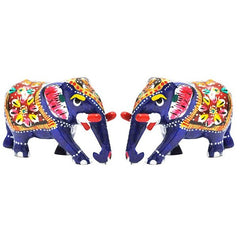 Beautiful Small Elephant Statue Trunk Down Showpiece - 1 Pair