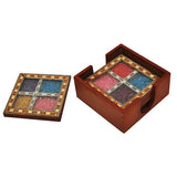 Wooden Gemstone Shisham Coaster Set