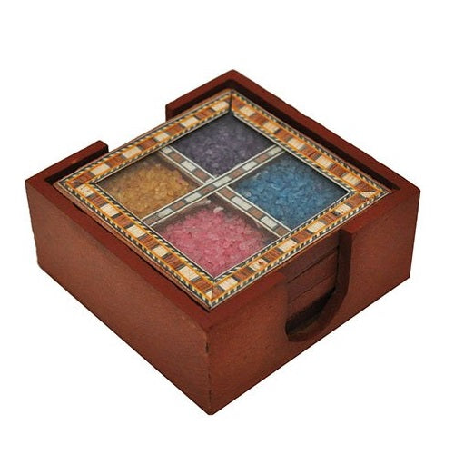 Wooden Gemstone Shisham Coaster Set