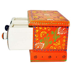 Wooden Dryfruits And Two Drawer Box -4.5 Inch MultiColored