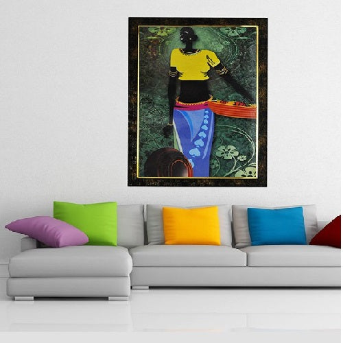 Beautiful Framed Wall Standing Lady Painting For Living Room