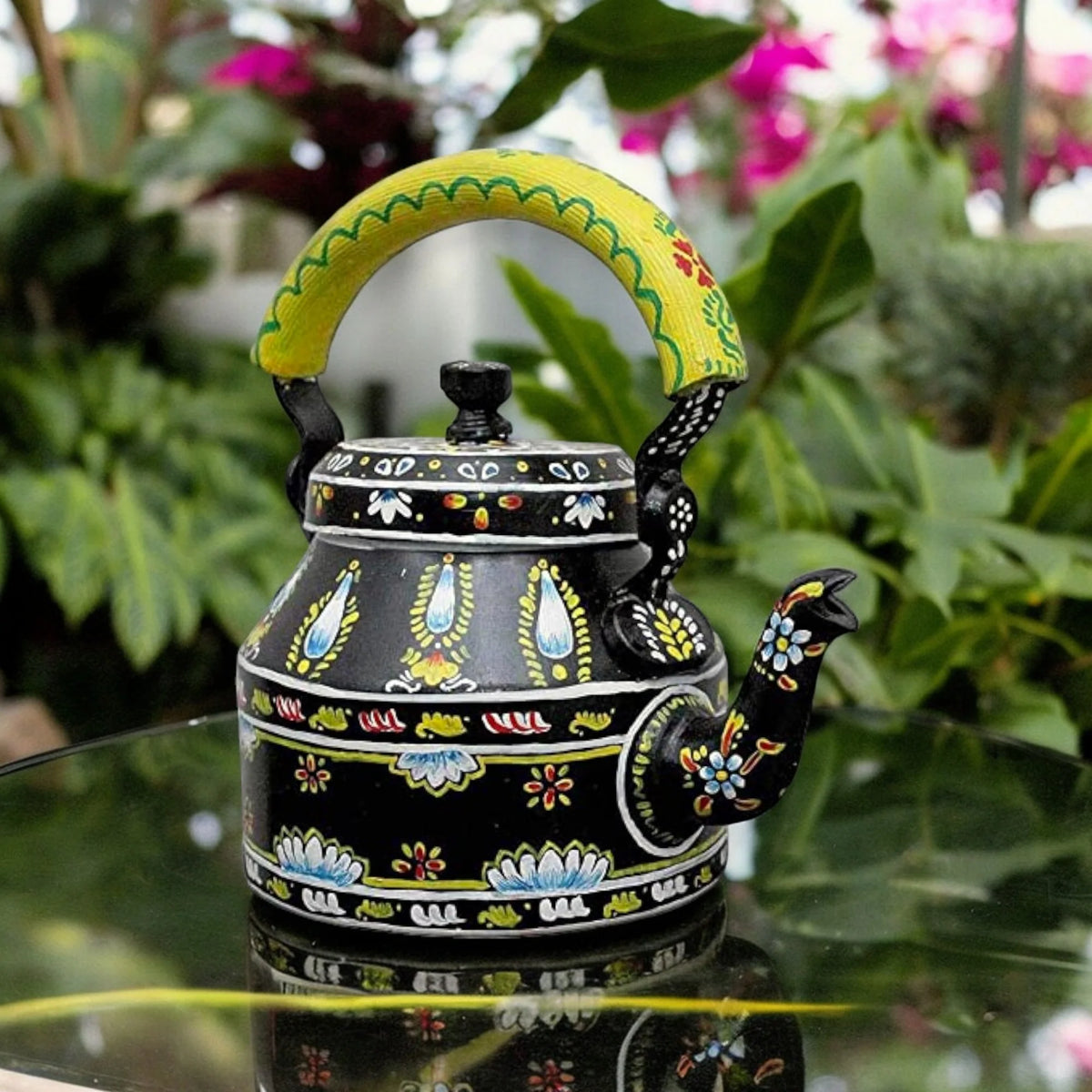 Aluminum Painted Tea Kettle Figurine Decorative