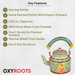 Aluminum Painted Tea Kettle With Nature inspired Design