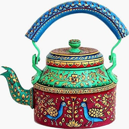 Aluminum Painted Tea Kettle Figurine Decorative