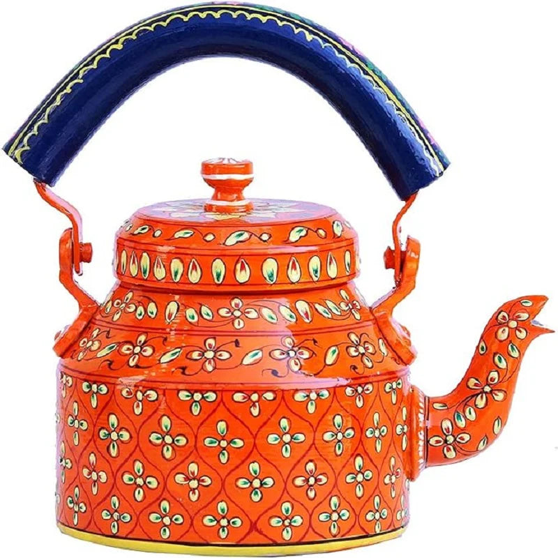 Aluminum Painted Tea Kettle Figurine Decorative