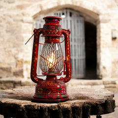 Beautiful Traditional Flower Painting Hanging Lalten/lantern With Electronic Holder