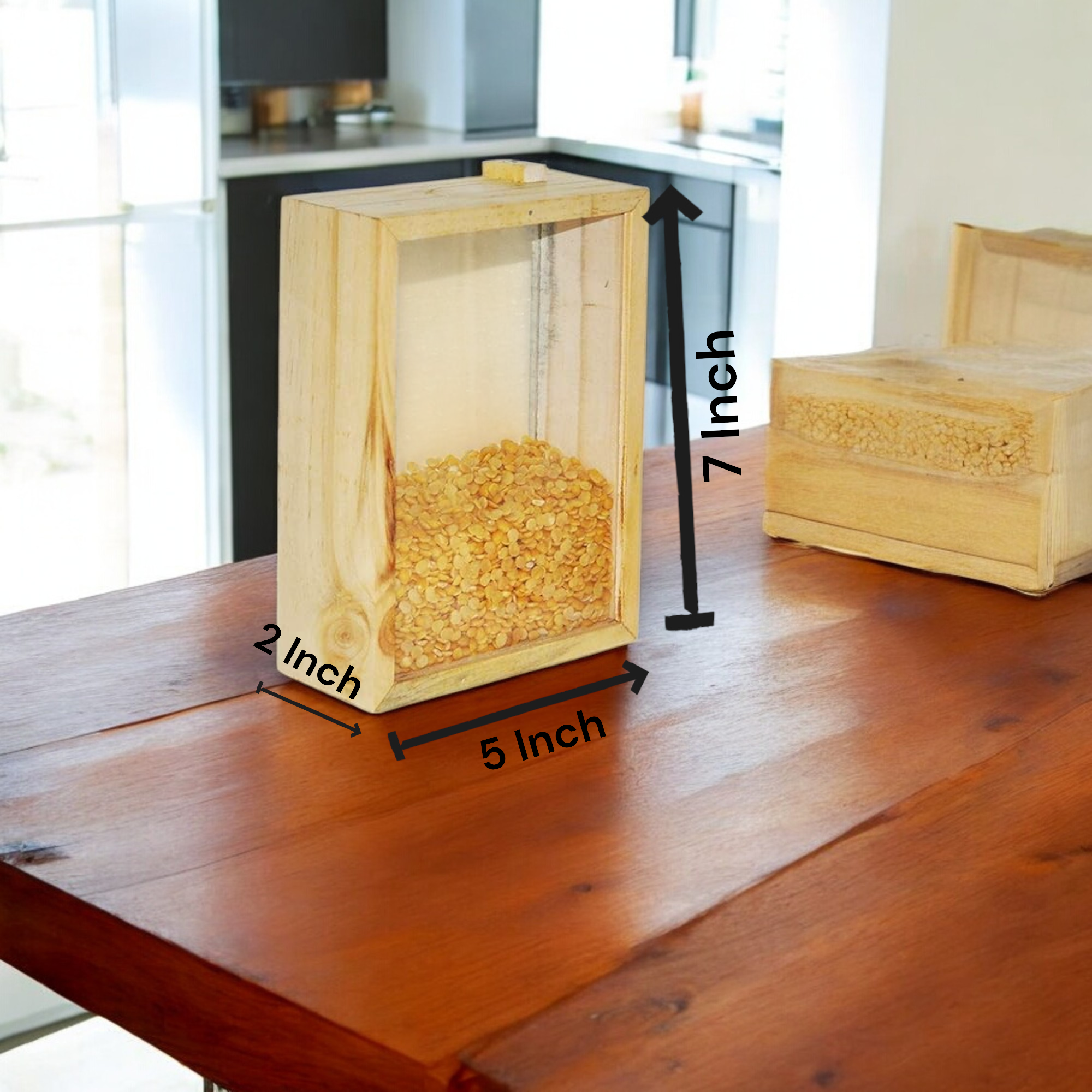 Wooden Rice Container Box set of 3