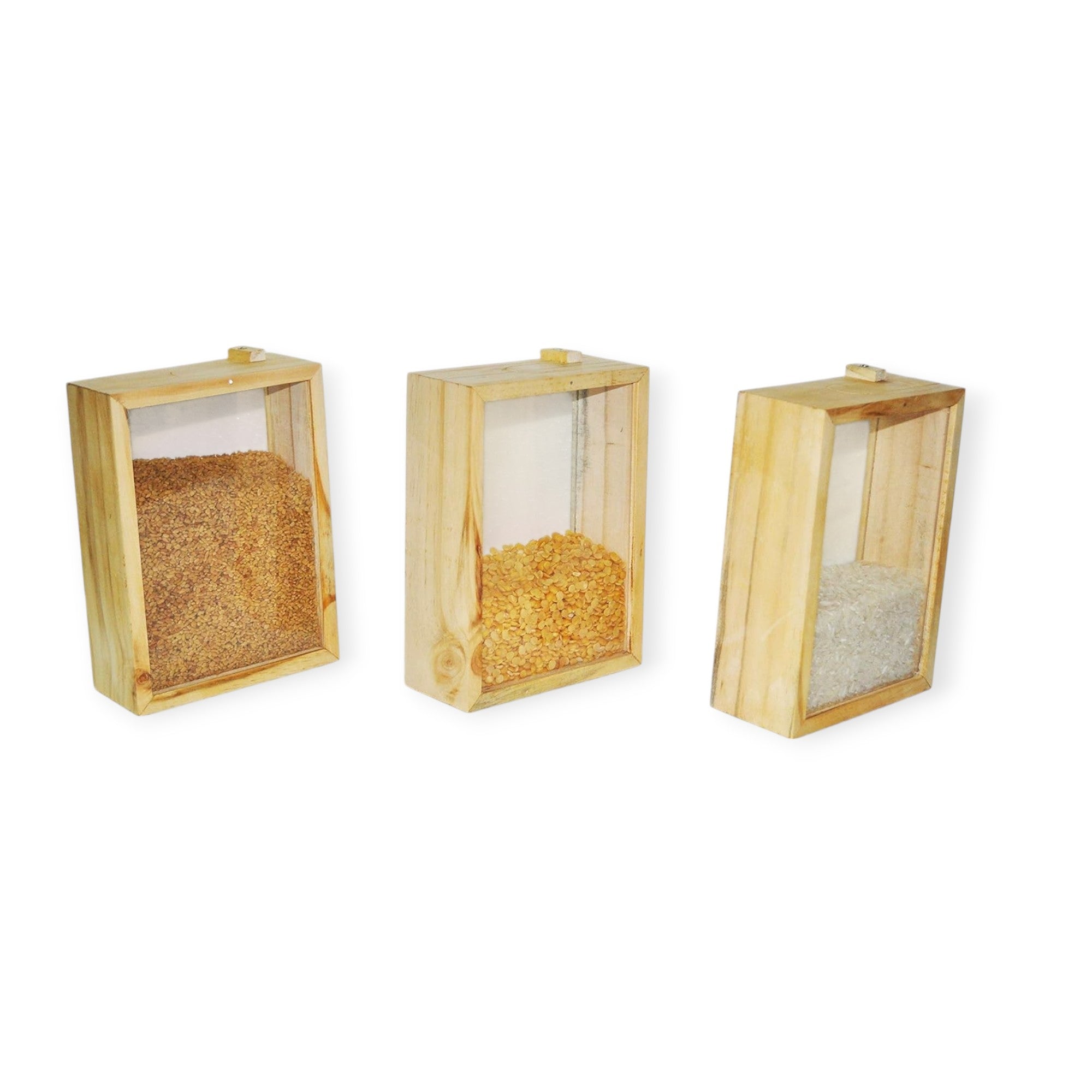 Wooden Rice Container Box set of 3