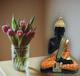 Polyresin Meditating Sitting Lord Buddha Showpiece - Orange and Golden