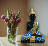 Polyresin Meditating Sitting Lord Buddha Showpiece - Blue and Gold