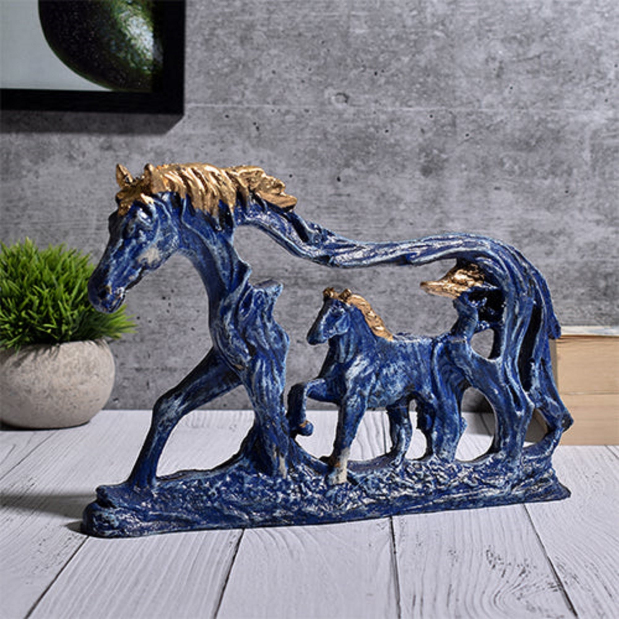 Resing Horse With Baby Showpiece