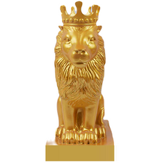 Polyresin Lion King Statue With Crown - Golden