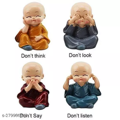 Polyresin Baby Monk Buddha Serene Figurine Showpiece Set Of - 4 pcs