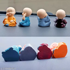 Polyresin Baby Monk Buddha Serene Figurine Showpiece Set Of - 4 pcs