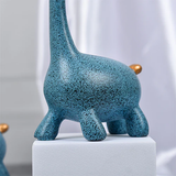 Polyresin Giraffe Family Blue Statue Set Of 3