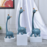 Polyresin Giraffe Family Blue Statue Set Of 3