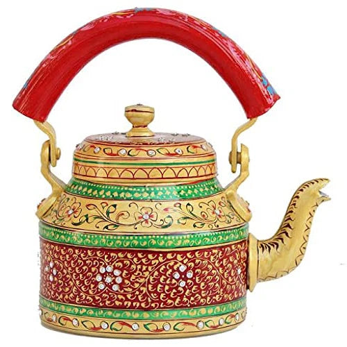 Aluminum Painted Tea Kettle Figurine Decorative