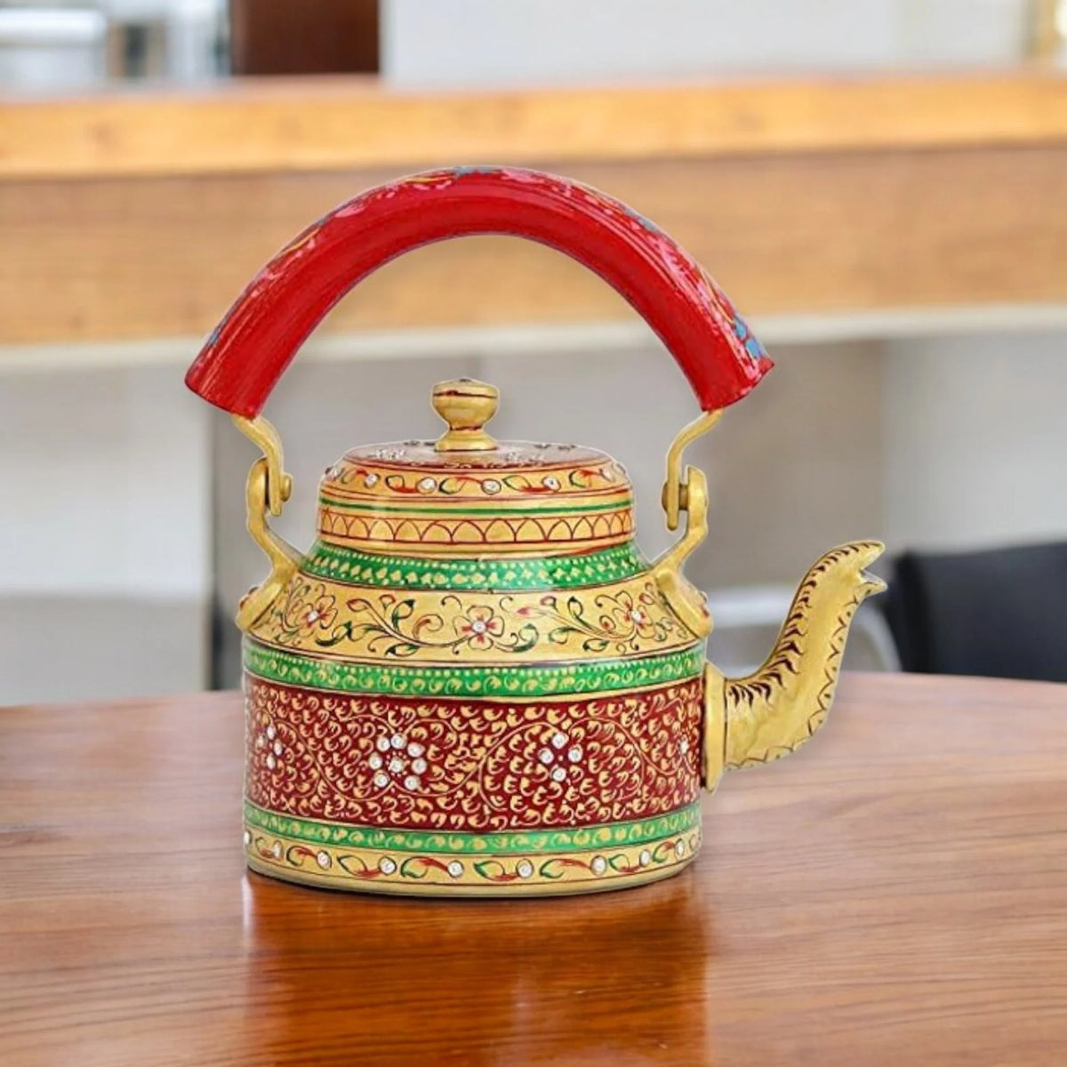 Aluminum Painted Tea Kettle Figurine Decorative