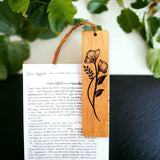 Wooden Hand Painted Flower Bookmark set of five