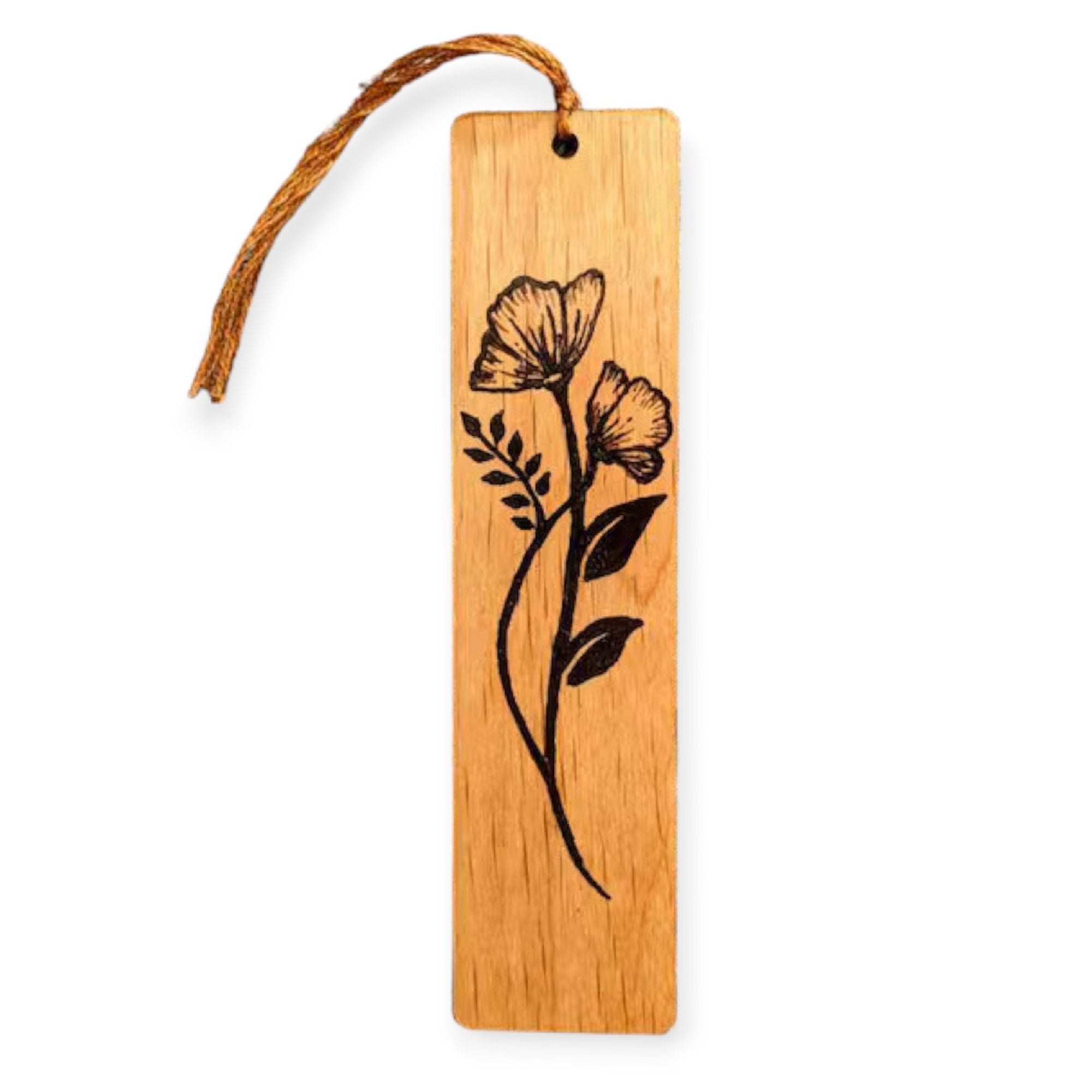 Wooden Hand Painted Flower Bookmark set of five