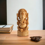 Wooden Lord Ganesh Sitting Statue Home Decor