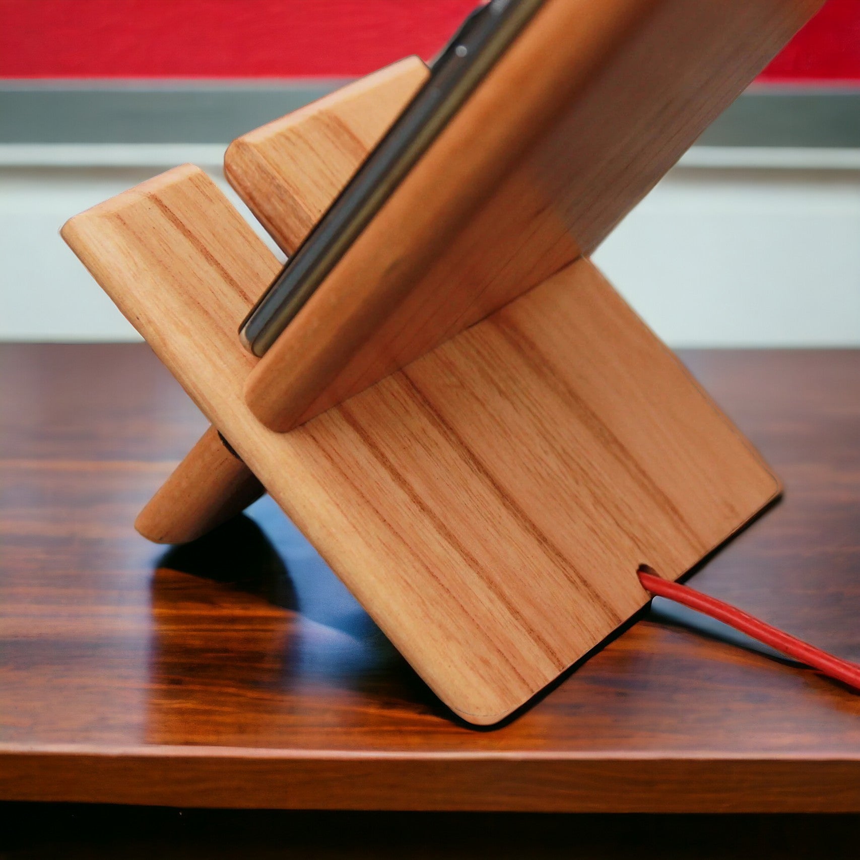 Wooden Mobile Stand With Charging Point