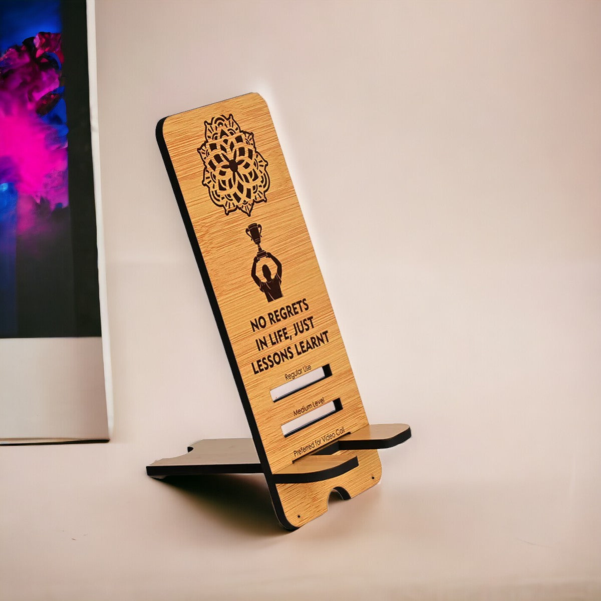 Wooden Painted Mobile Stand With Charging Point