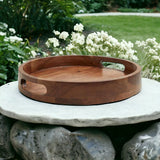 Wooden Hand Made Round Serving Tray