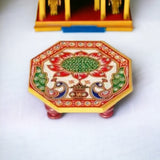 Marble Octagonal Chowki With Peacock Design set of two pc