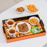 Wooden Tray Serving Hand Painted Set of 3